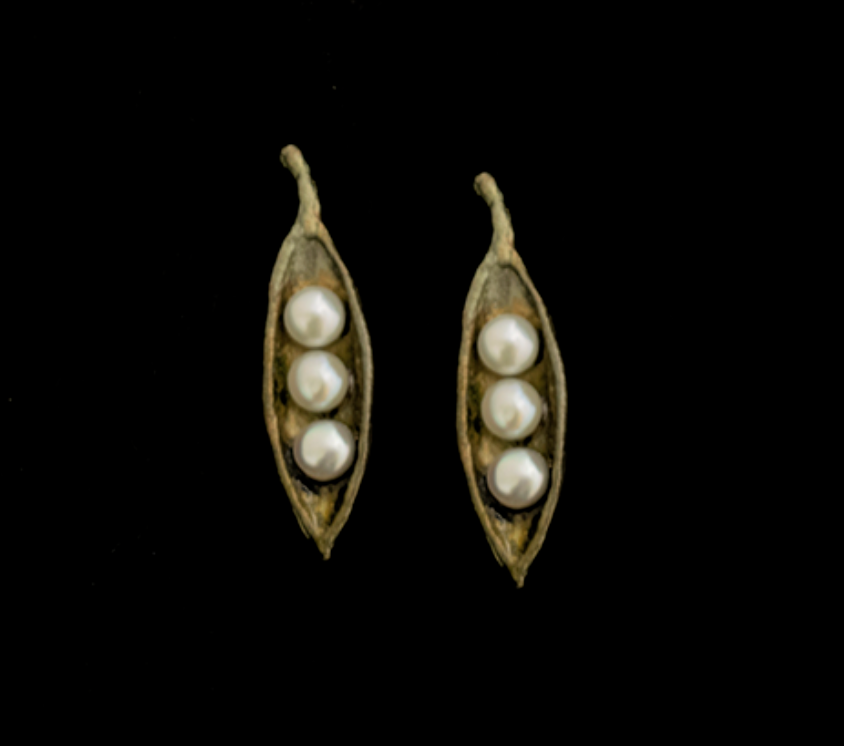 Image of Pea Pod Petite 3 Pearl Post Earrings by Michael Michaud
