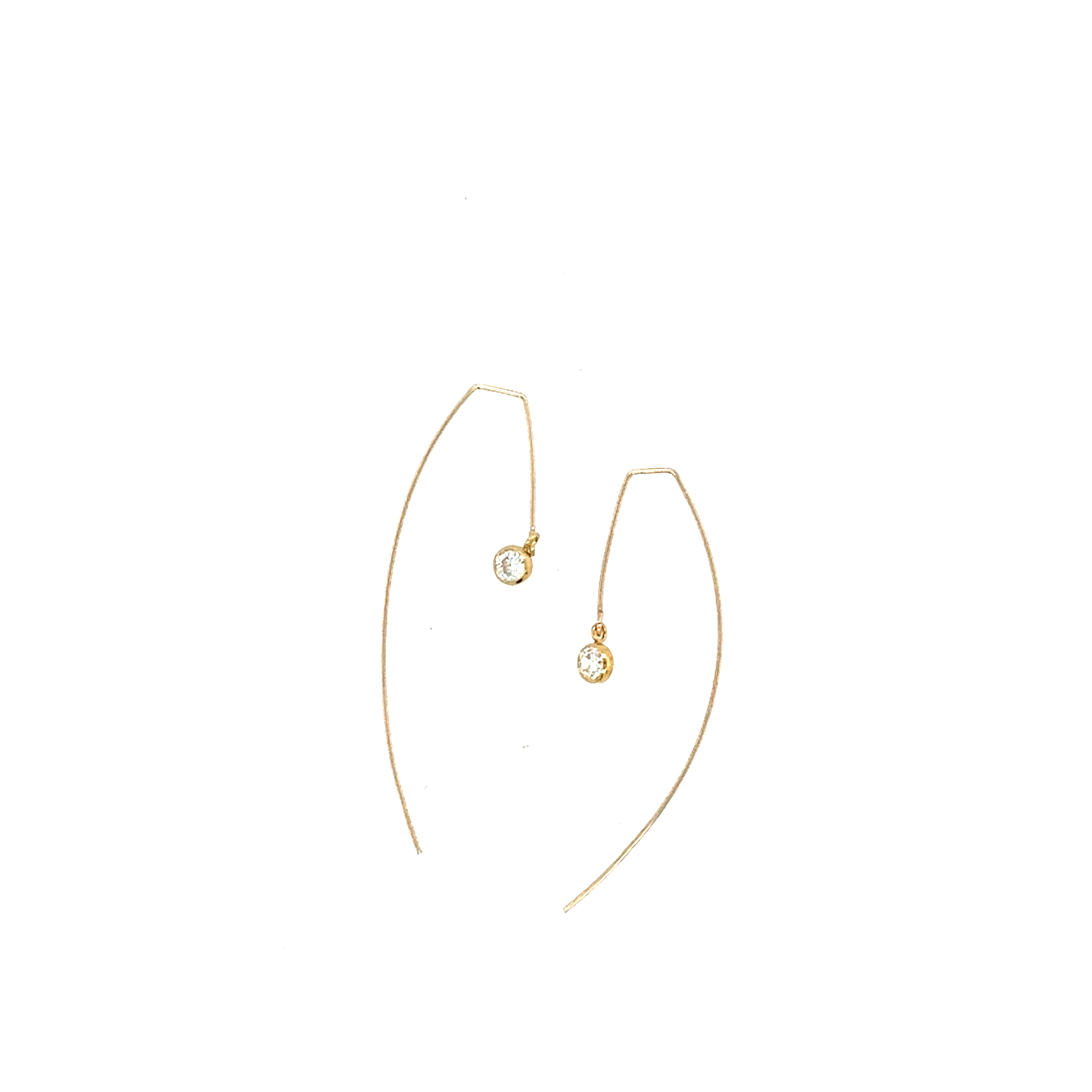 Image of Cubic Zirconia Bezel Set Threader Earrings - 14k Gold-Fill - Trunk Show by  RACH B Jewelry