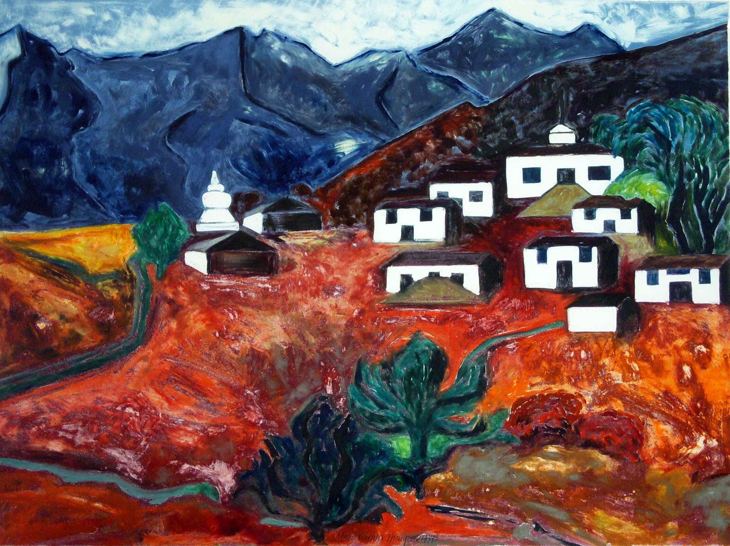 Buddhist Village by  Margot Voorhies-Thompson - Masterpiece Online
