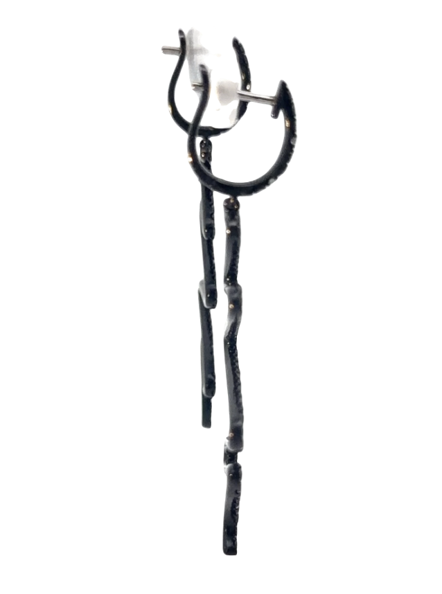 Image 2 for 18 Karat White Gold Black Rhodium Snake Earrings