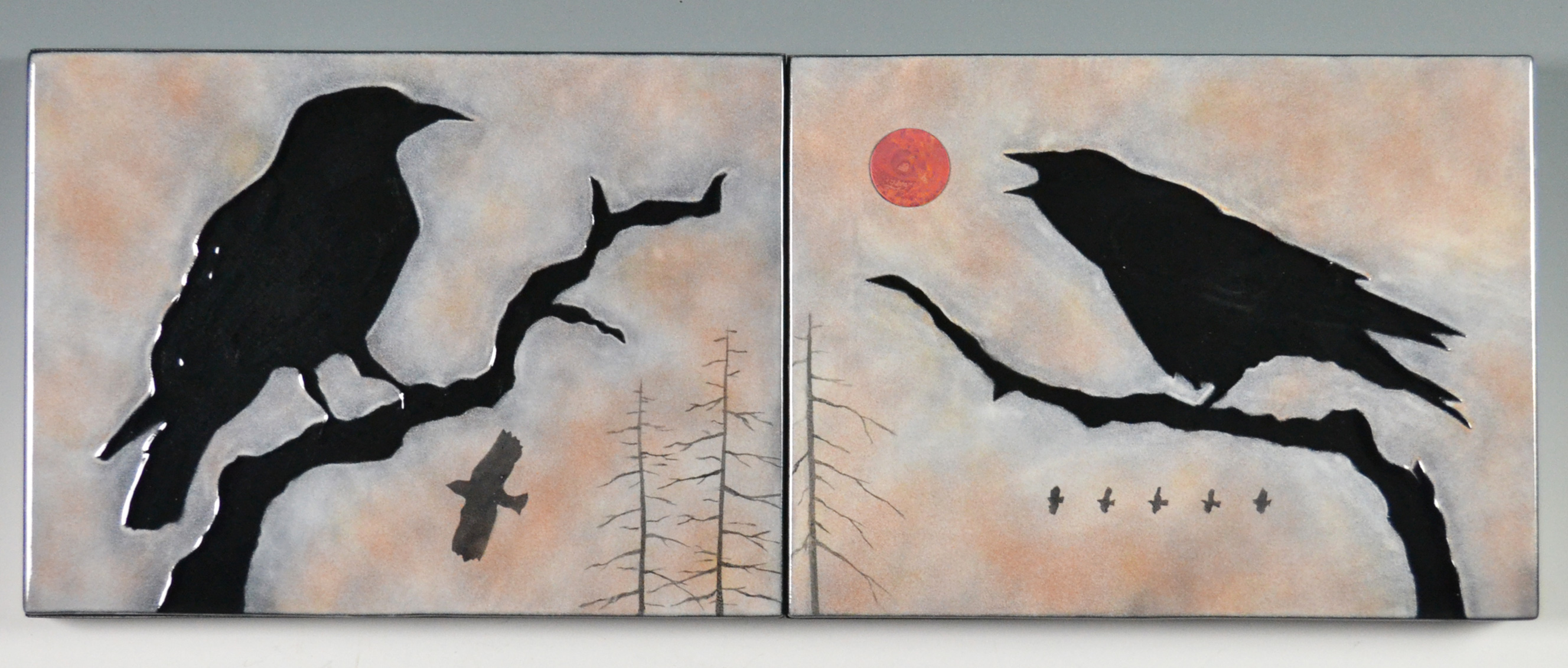 Image of Autumn Crows Diptych by Kathleen Eggert