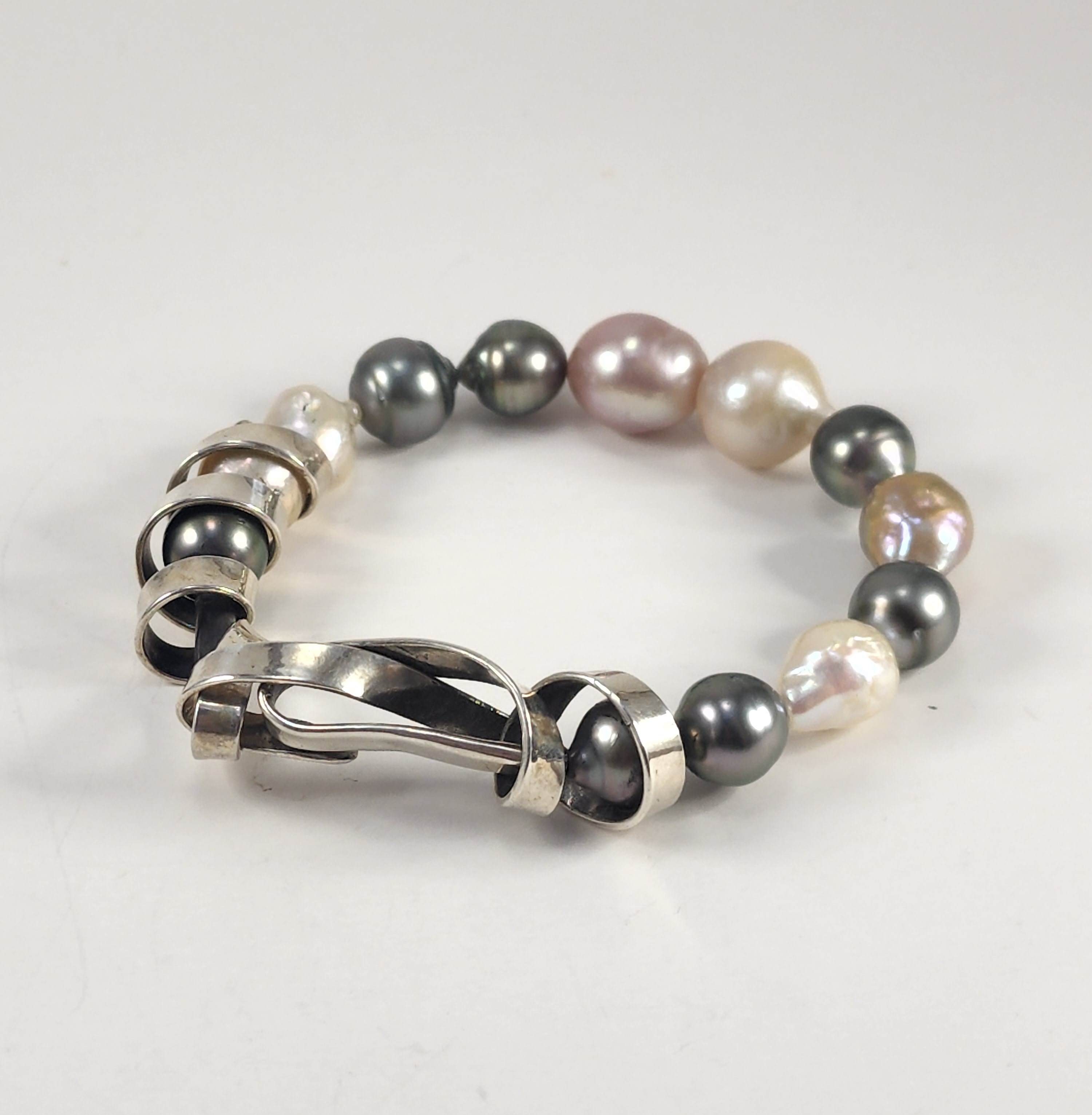 Sterling Tahitian Pearl and Gold Bracelet by Fred Tate - Your