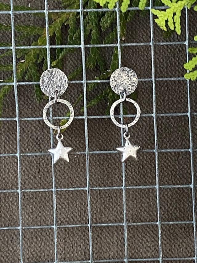 Image of Circle Stick Star Earrings by Michelle Zjala Winter