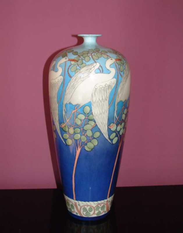 Art Nouveau Belleek Willets Hand Painted Porcelain Vase by American