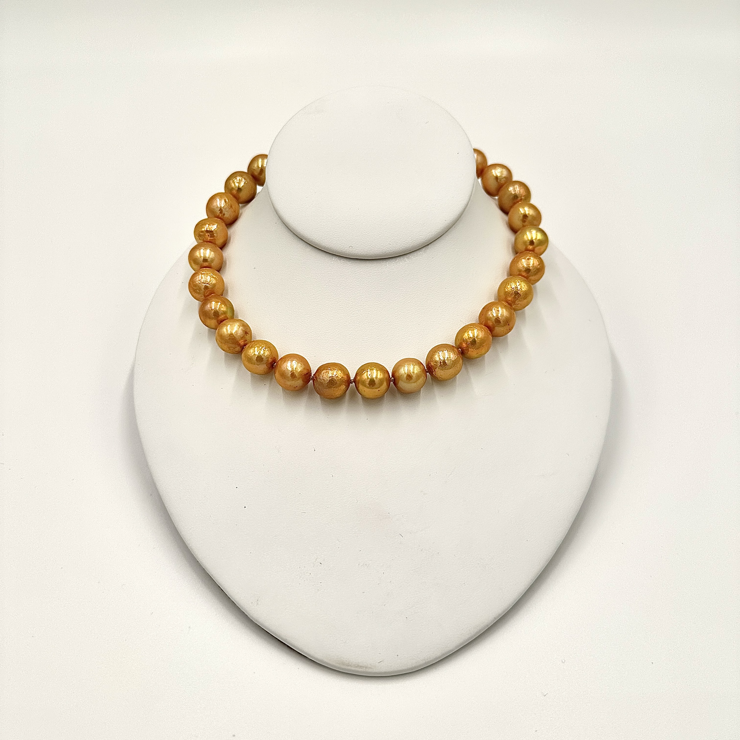 Image of Approximately 11 mm to 12 mm Golden Freshwater Pearls High Luster on Hand Cast Brass Hooks by Marcia McDonough