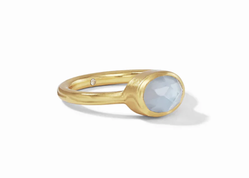 Iridescent Chalcedony Blue Stack Ring - Size 6