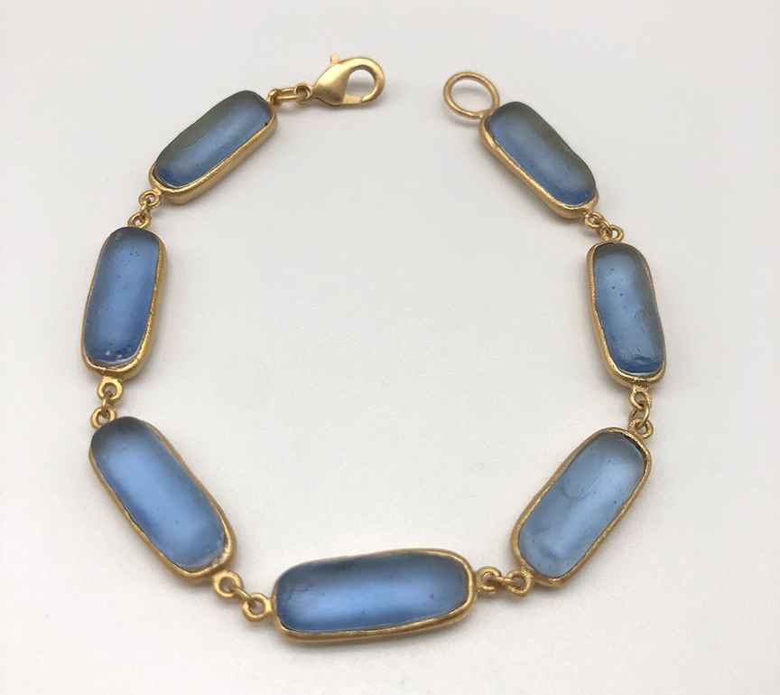 Image 1 for Rectangle Bracelet, Bronze and Cast Glass, 7 1/2 Rectangle Bracelet, Bronze and Cast Glass, 7 1/2