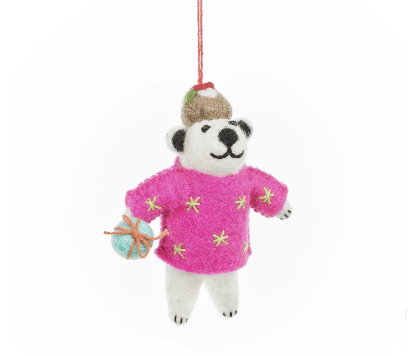 Image of Polar Pudding Polar Bear - Handmade Felt Ornament by  Felt So Good