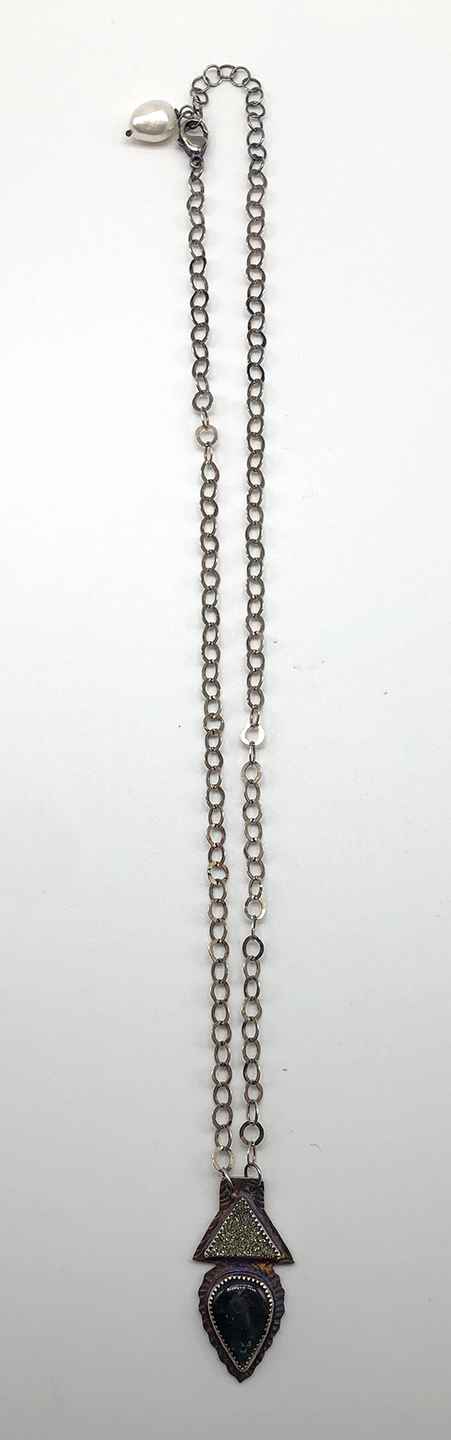 Image 1 for Necklace Labradorite, Pyrite, Druzy and Sterling Silver Necklace Labradorite, Pyrite, Druzy and Sterling Silver
