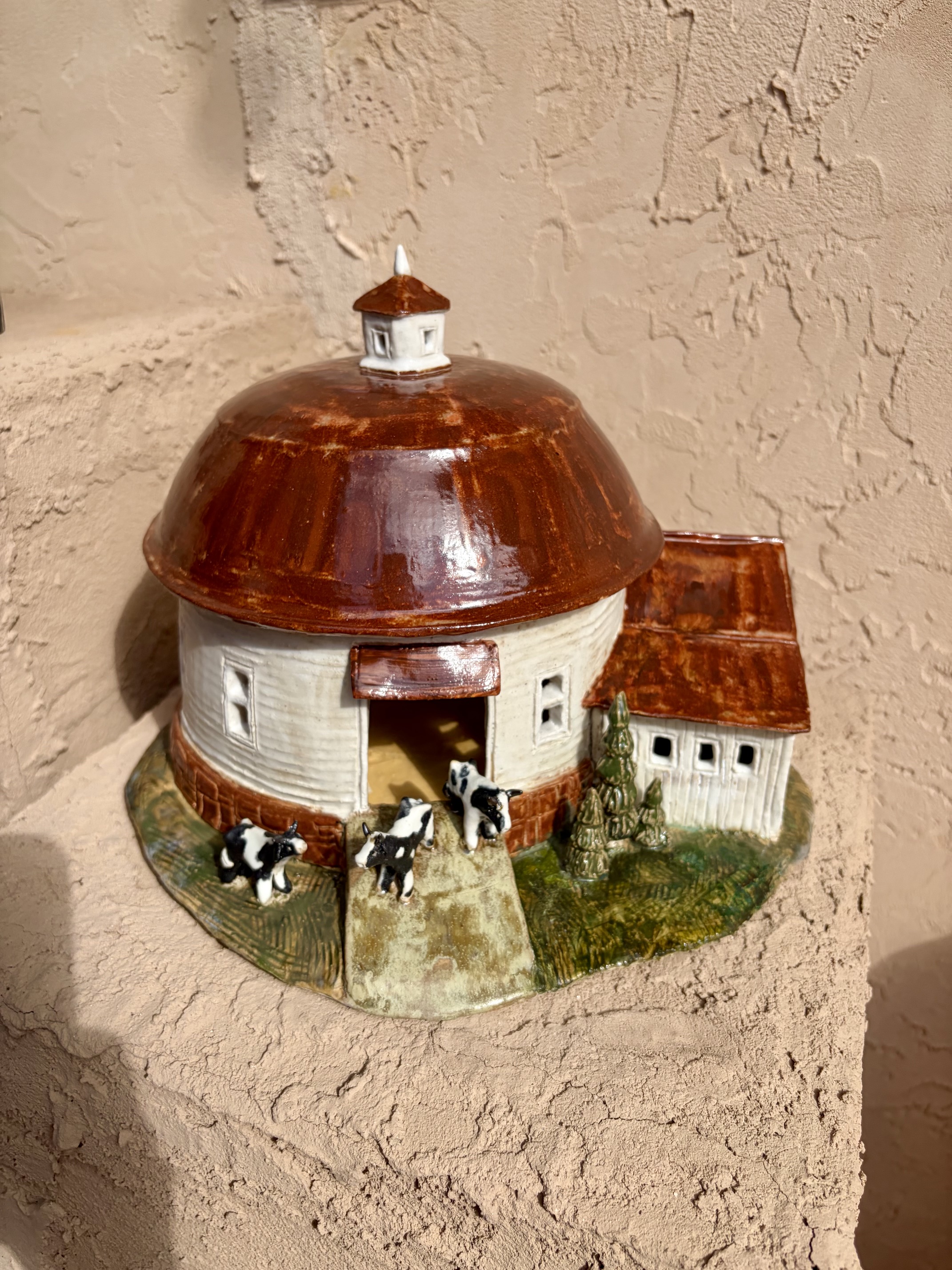 Image of Three Cow Antique Round Barn by Sandra McKenzie Schmitt