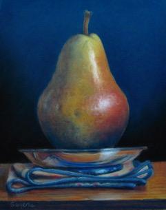 Pear on Silver Tray