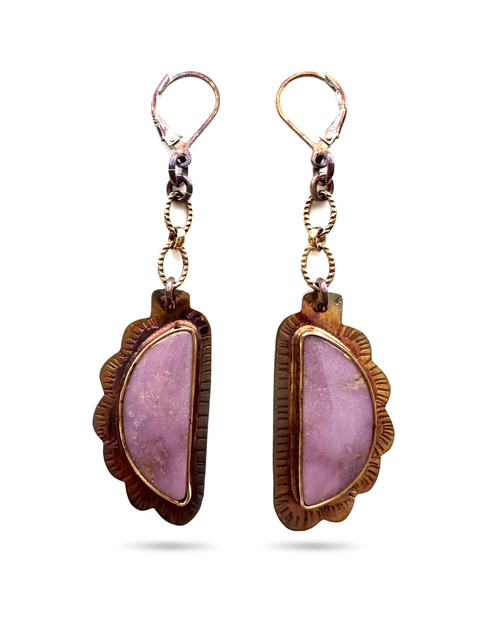 Image of 3 Sterling Silver, Fine Silver Bezel, and Phosphosiderite Earrings with Sterling Silver Lever Backs by  