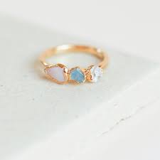 Opal Aquamarine Quartz Ring Size 8 Gold