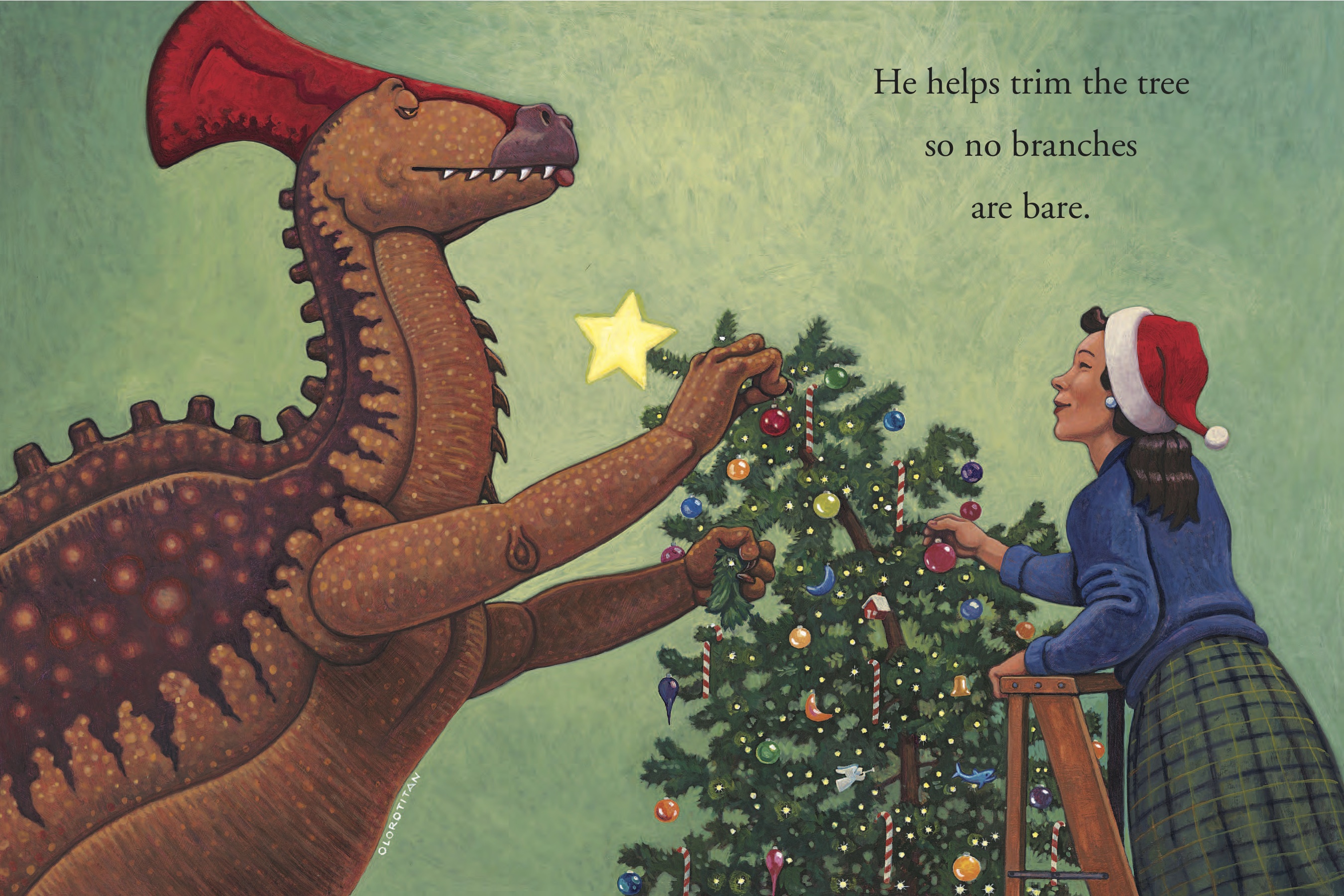 Dino trims the branch... by  Mark Teague - Masterpiece Online