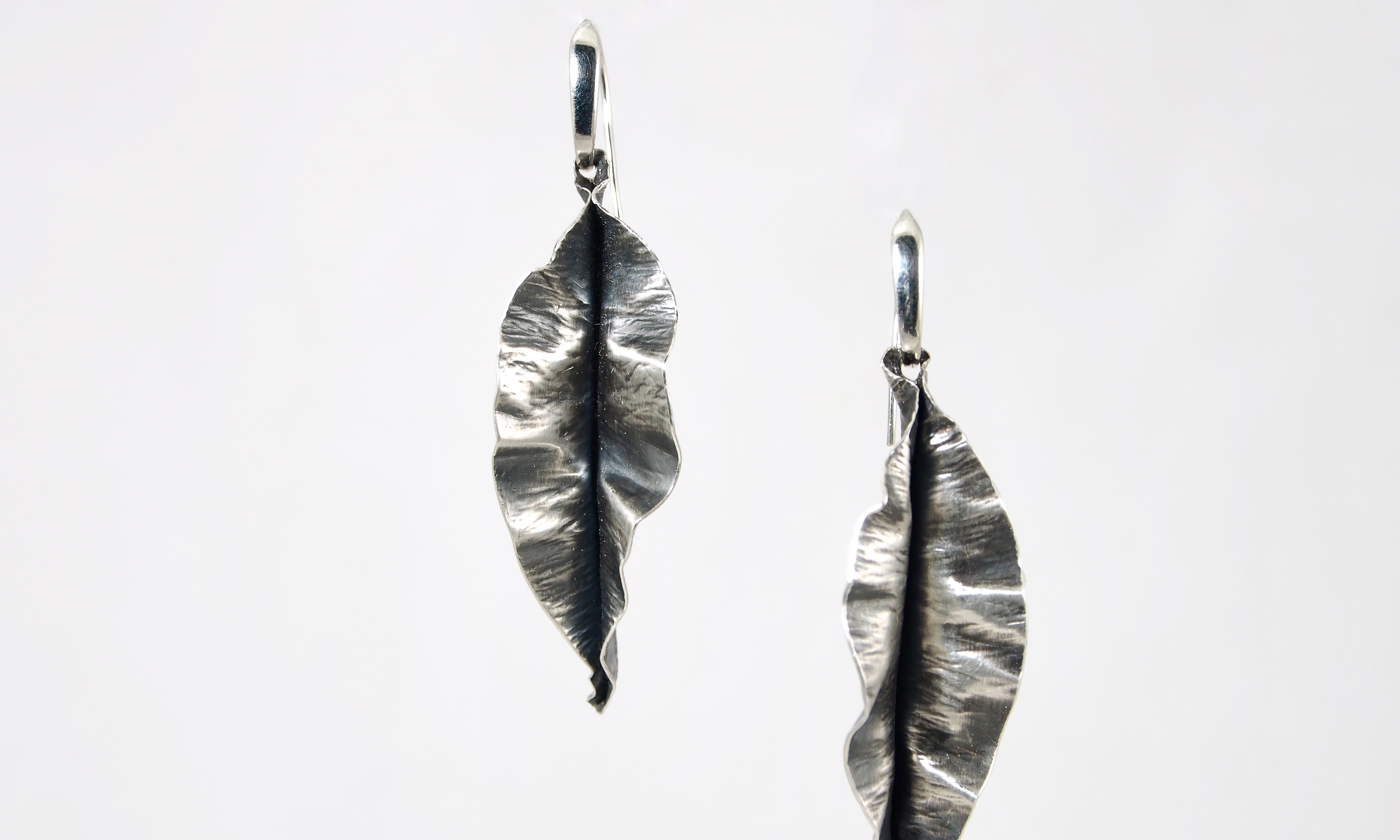Hand Formed Fine Silver Leaves Earrings
