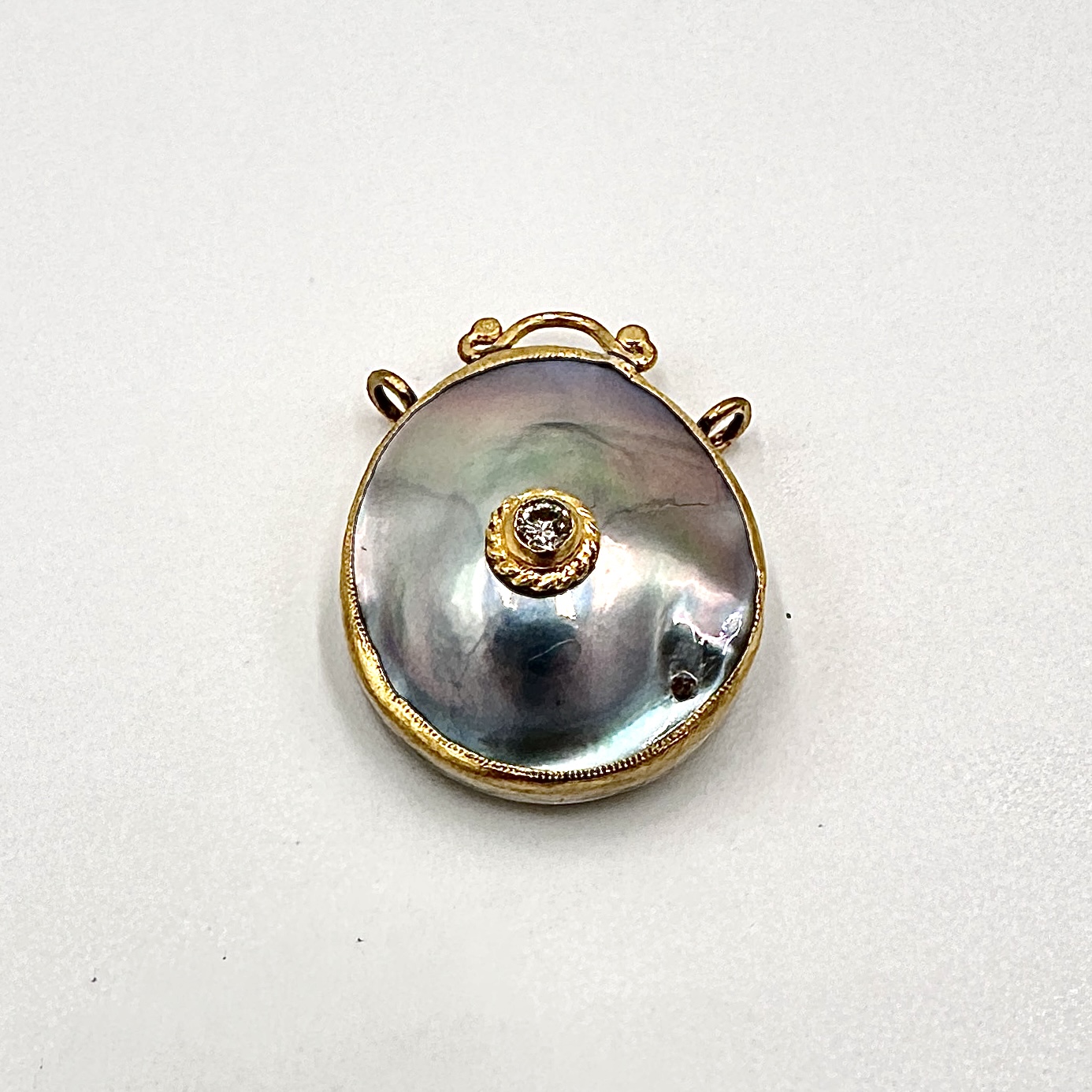 Image of 24 Karat Gold Blister Pearl Centerpiece with Diamond by Marcia McDonough