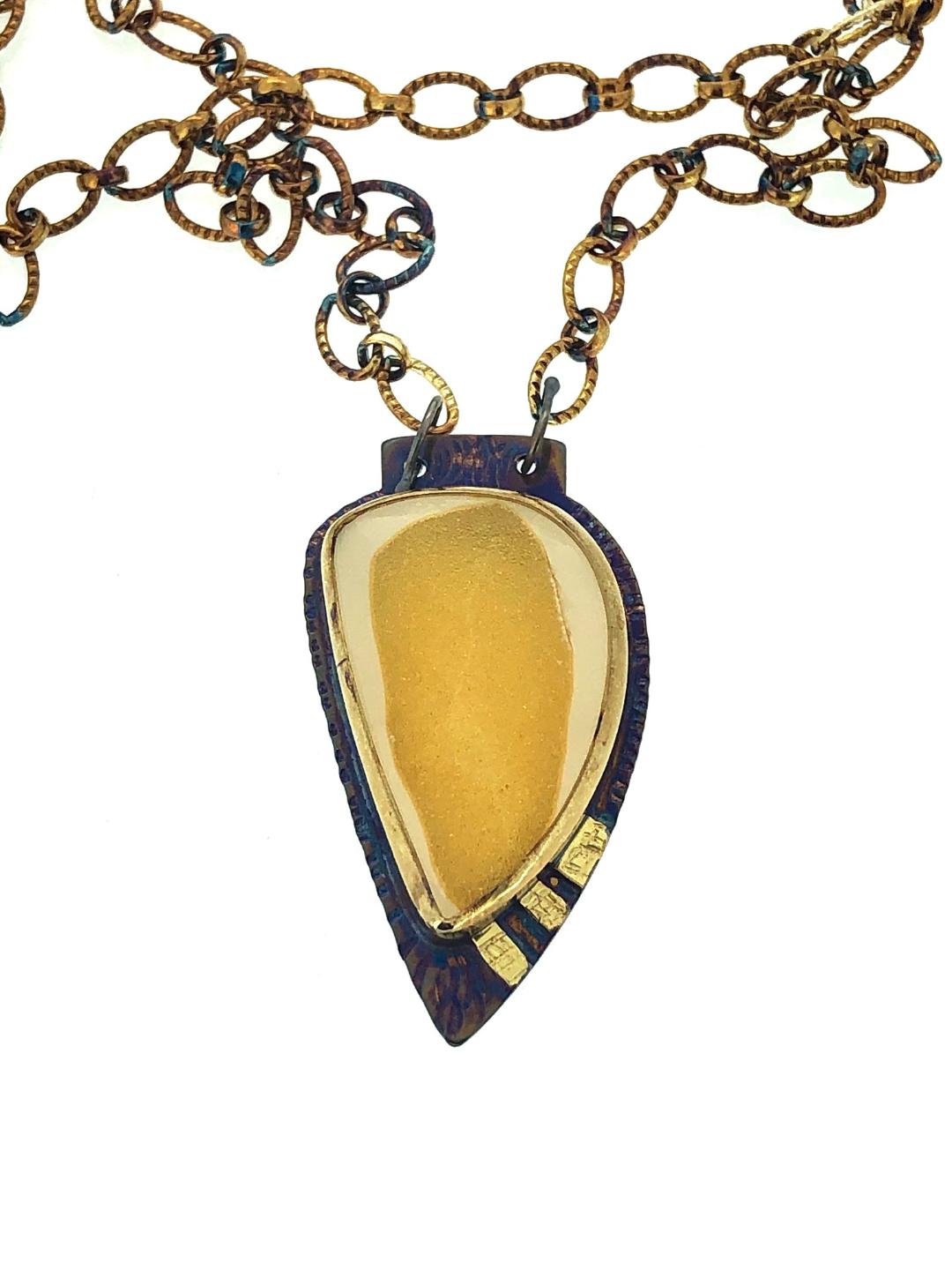 Image 1 for Yellow Necklace in 22k Gold, Natural Druzy from W. Java, Indonesia 23 Yellow Necklace in 22k Gold, Natural Druzy from W. Java, Indonesia 23