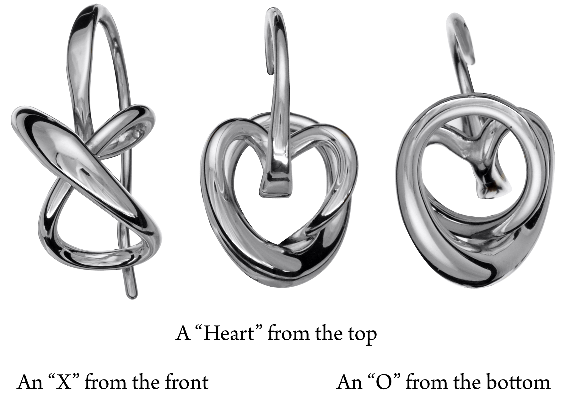 Dangling Secret Heart Sterling Silver Earrings, Medium