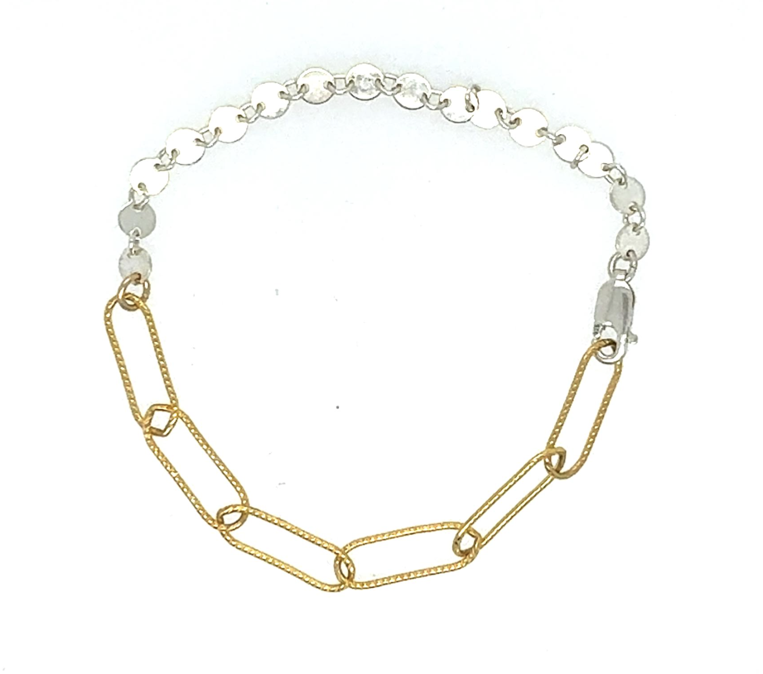 Image of Coin Link Chain Bracelet Mix with Textured Paperclip 7 3/8