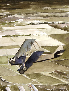 Plane Over Field by  E.B. Lewis - Masterpiece Online