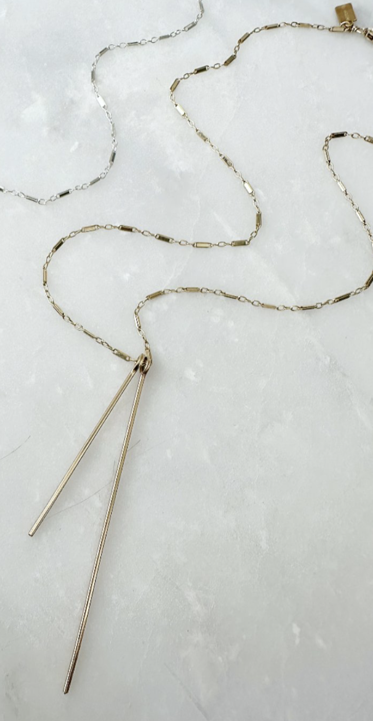 Image of Double Bar Link Chain Necklace - 14k Gold Fill - Trunk Show by  RACH B Jewelry