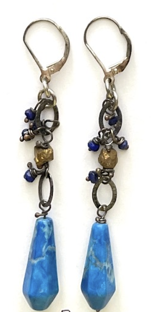 Lapis and Denim Lapis Earrings in Sterling Silver