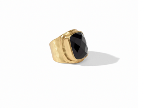 Obsidian Black Tudor Statement Ring - Size 8