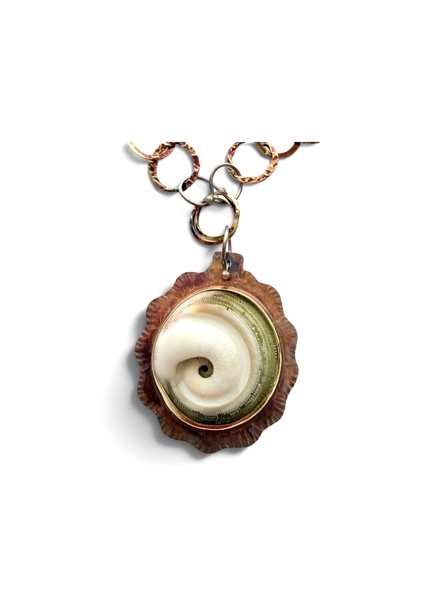 Image of Ram's Horn Trap Door To Nautilis Necklace by Julie Shaw