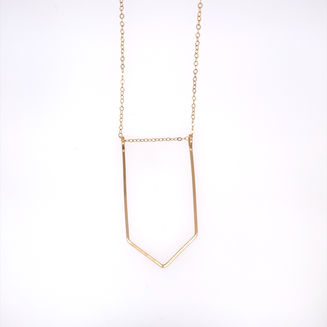 Hexagon Pendant Slider Long Necklace - Gold
