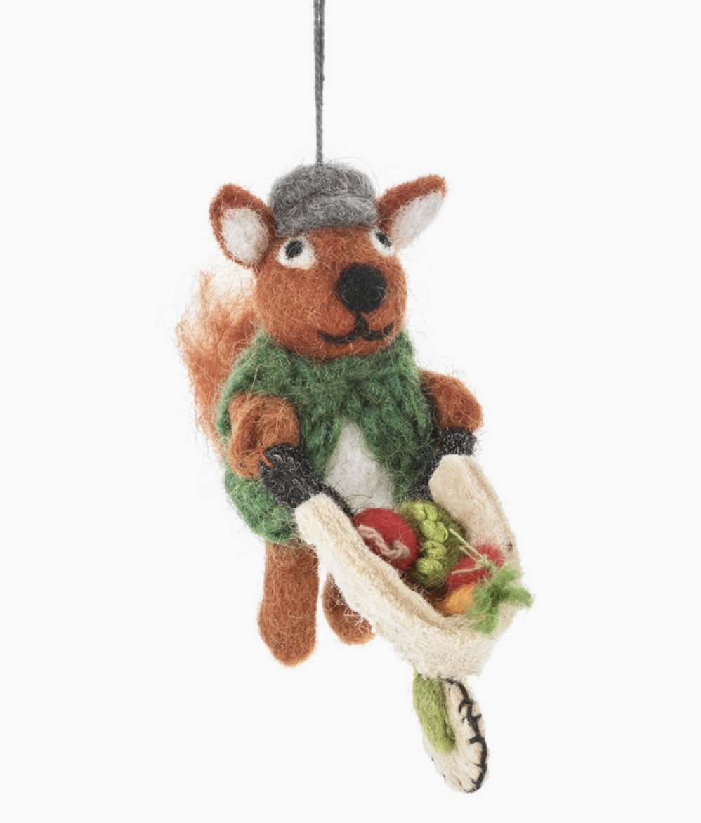 Foster the Gardening Squirrel - Handmade Felt Ornament
