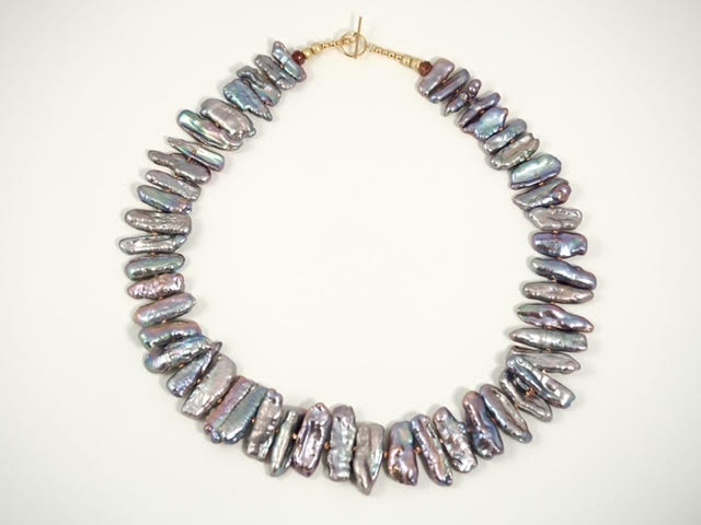 Image of 14k Gold Fill Gray Stick Pearl Necklace by  