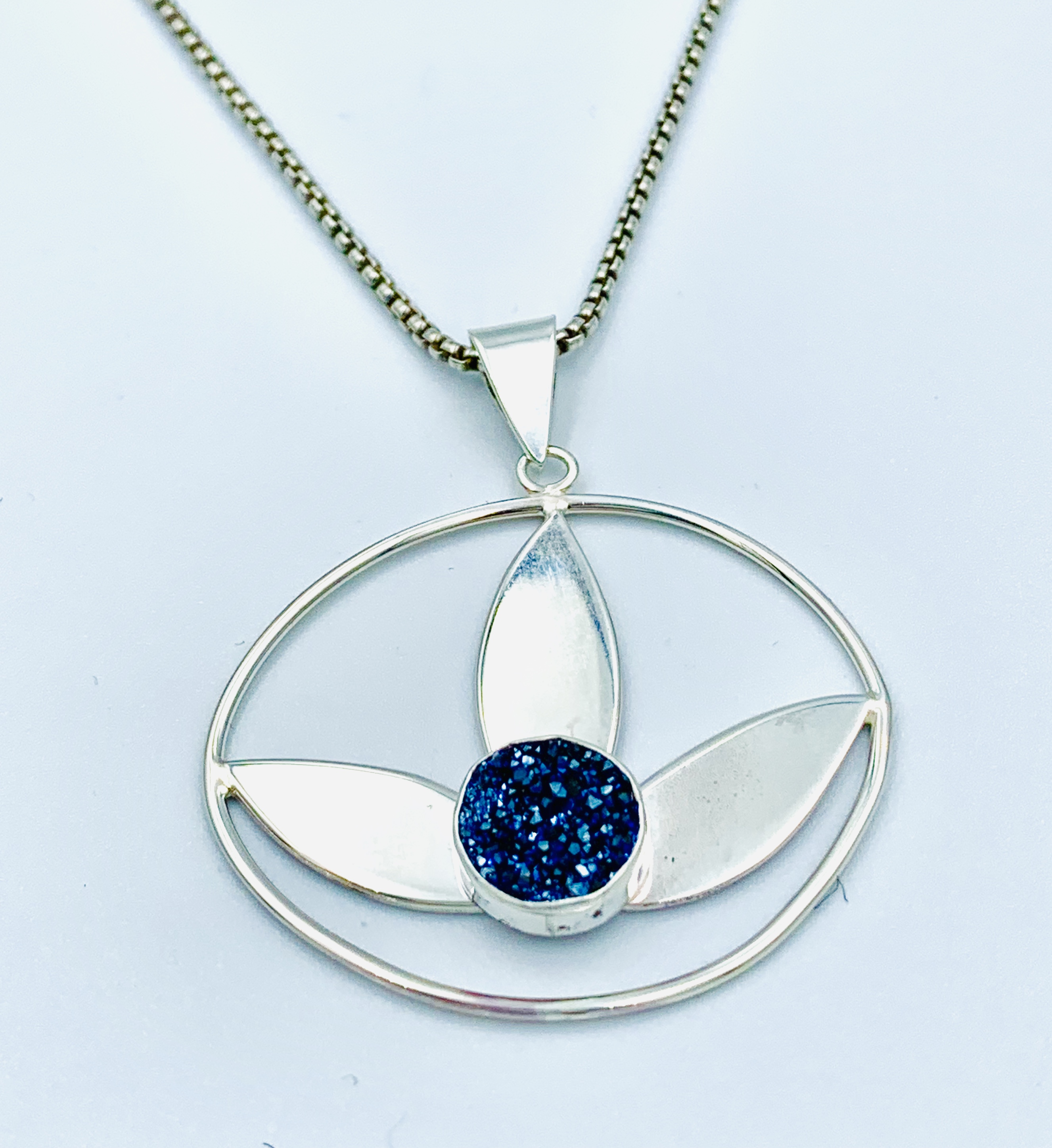 Image of Silver Druzy Pendant and Omega, 18