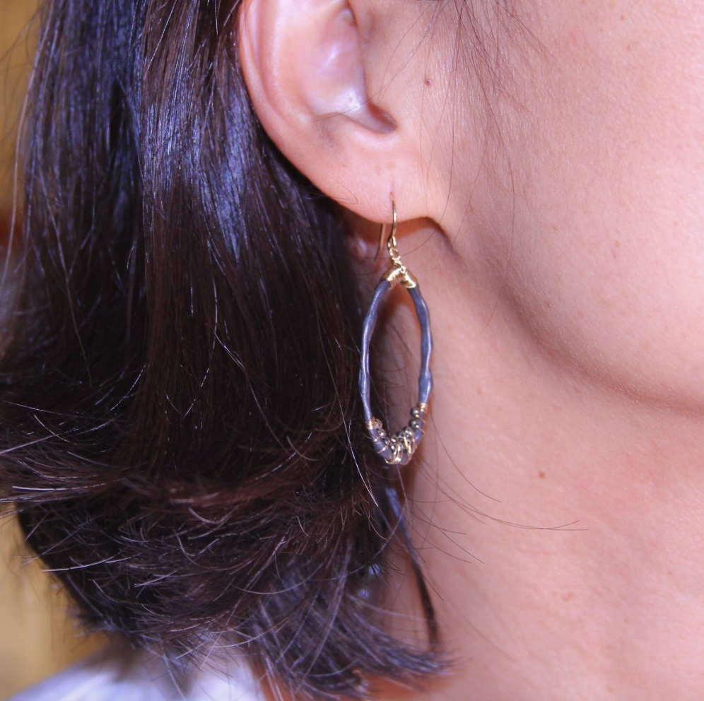 Image of Gold Organic Bamboo Hoops, Oxidized Silver and Gold-Filled by Mabel Chong