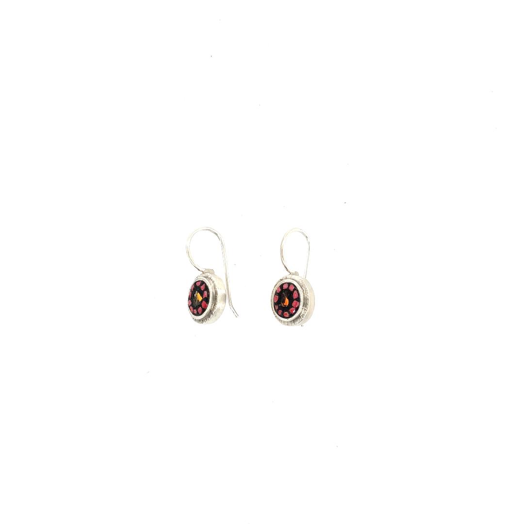 Tx Round Earrings, Red