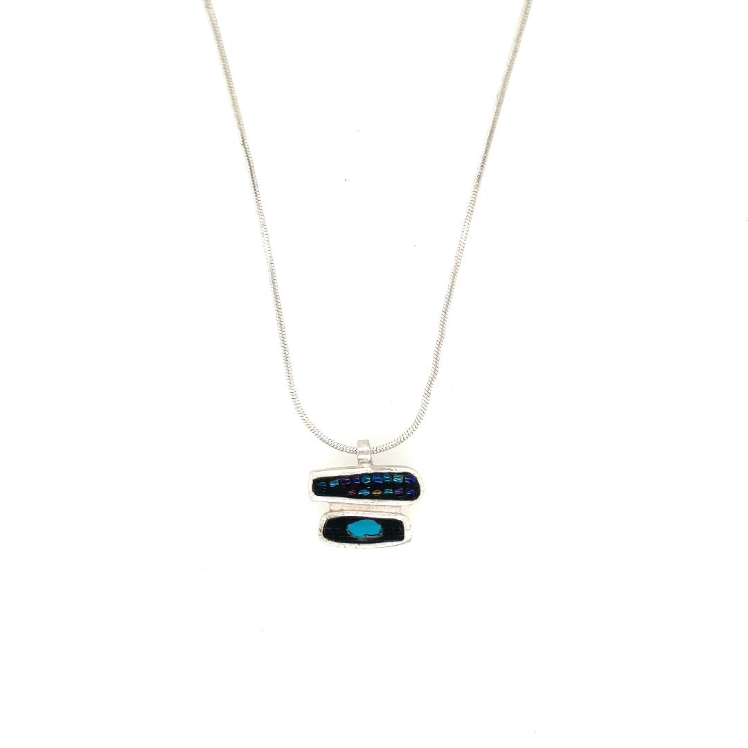 2 Rectangle Necklace, Blue