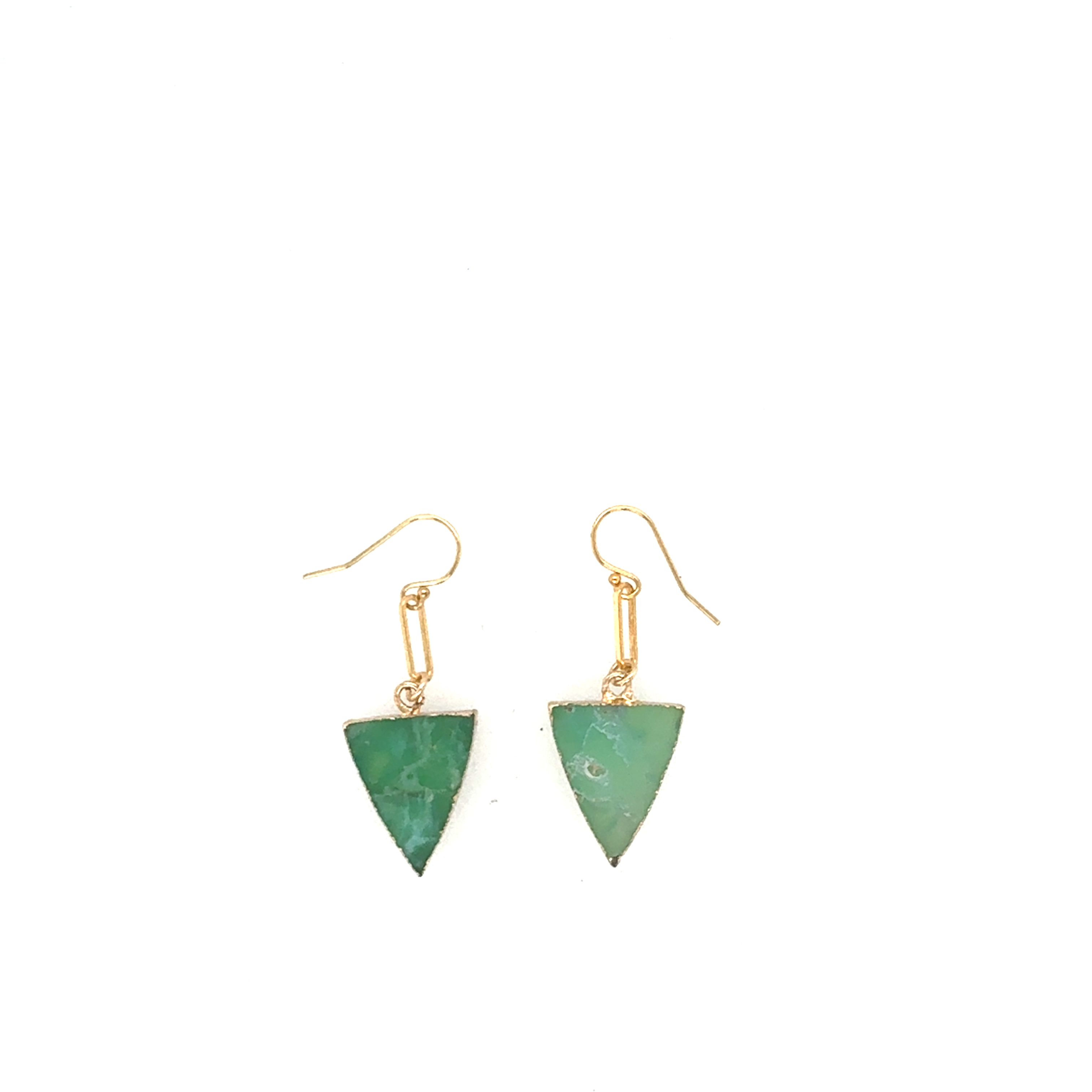 Image of Chrysoprase Triangle Chain Link Earrings, 14k Gold Fill - Trunk Show by  RACH B Jewelry