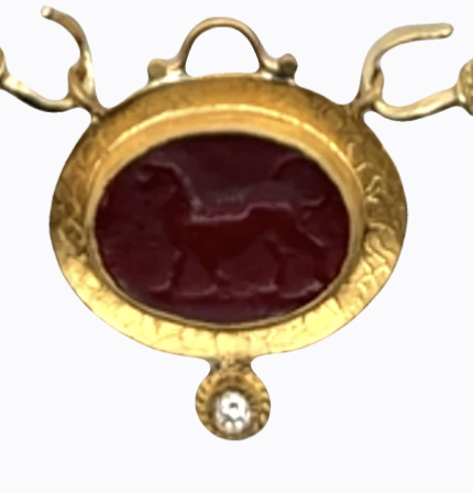 Image of Carnelian Intaglio 24 Karat Gold Centerpiece by Marcia McDonough