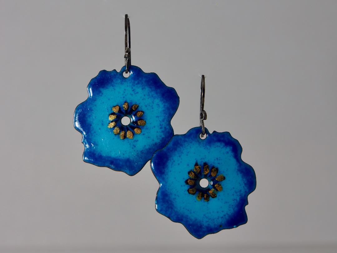Spring is Here Earrings Enamel on Copper and Sterling Silver