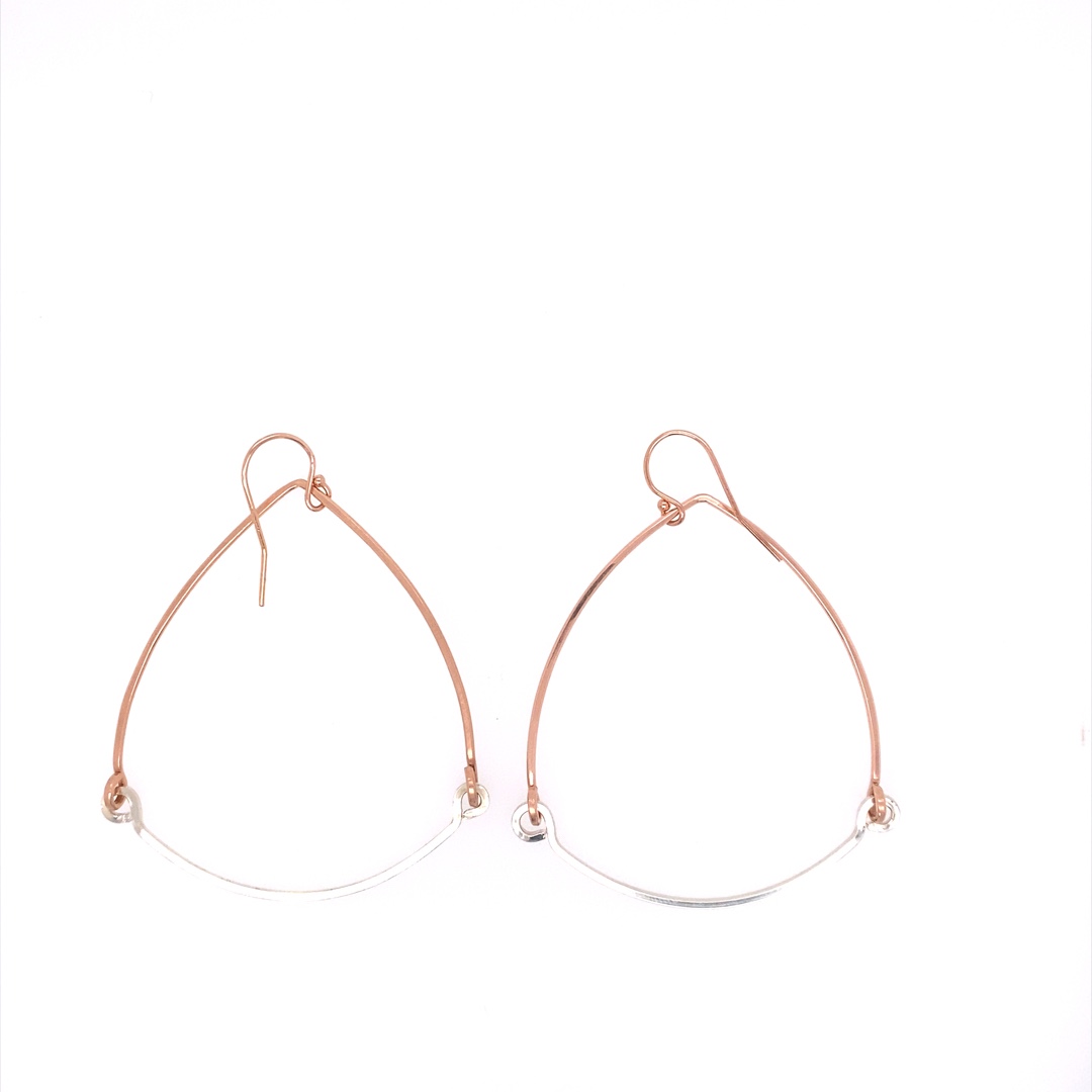 Swing Arch Hoops - Rose Gold and Sterling Mix