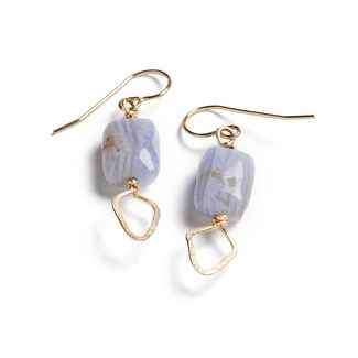 Etruscan Earrings 14k Gold Filled Wire and Blue Lace Agates 1 3/4