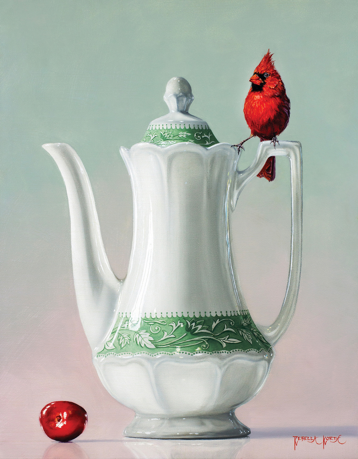Image of Cardinal & Teapot by Rebecca Korth