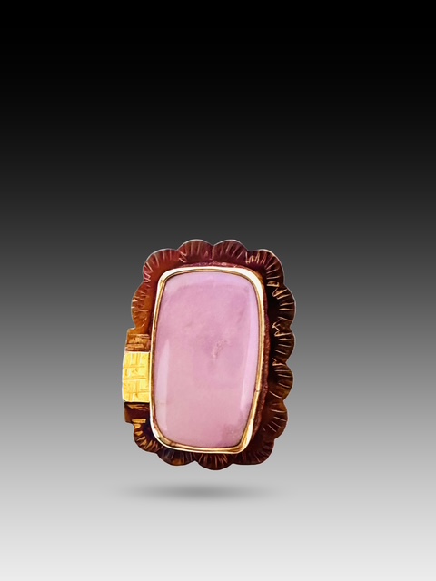 Image of 3 Sterling Silver, Fine Silver Bezel, 18k Gold, and Phosphosiderite Ring - Size 7 by Julie Shaw