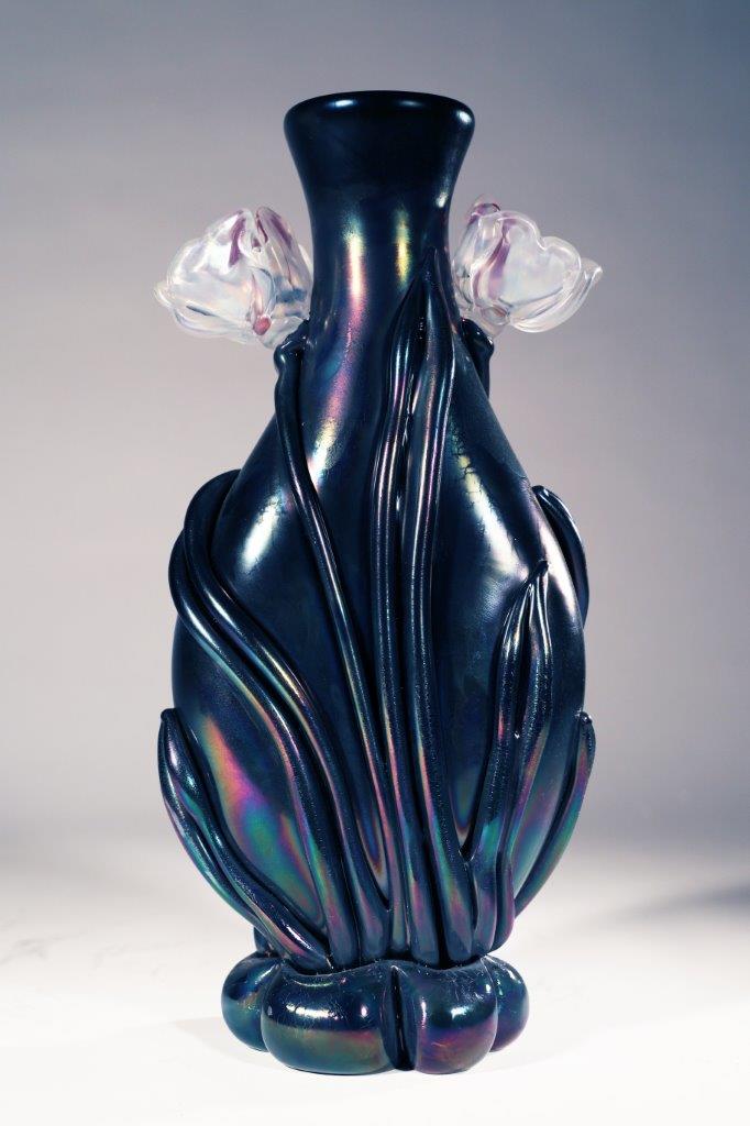 Iridescent Amethyst with Crystal Tulips