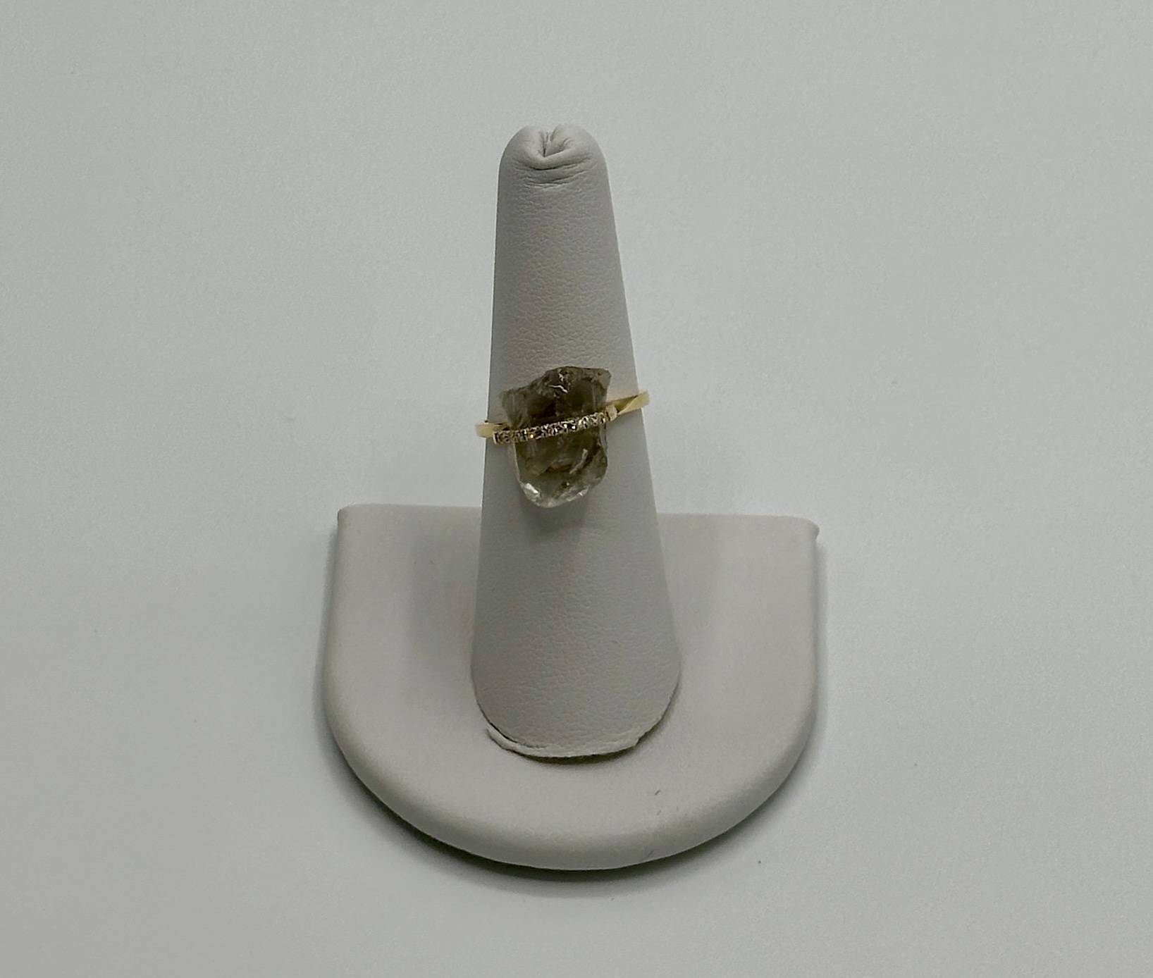 18 Karat, Yellow Gold, Raw Aquamarine and Diamond Ring Size 6.5 .10 Carat Diamond, 12.75 Carat Aquamarine
