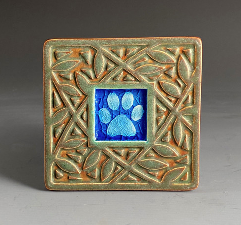 Image of Paw Print w Raised Border Coaster by Michael & Clayton Macone
