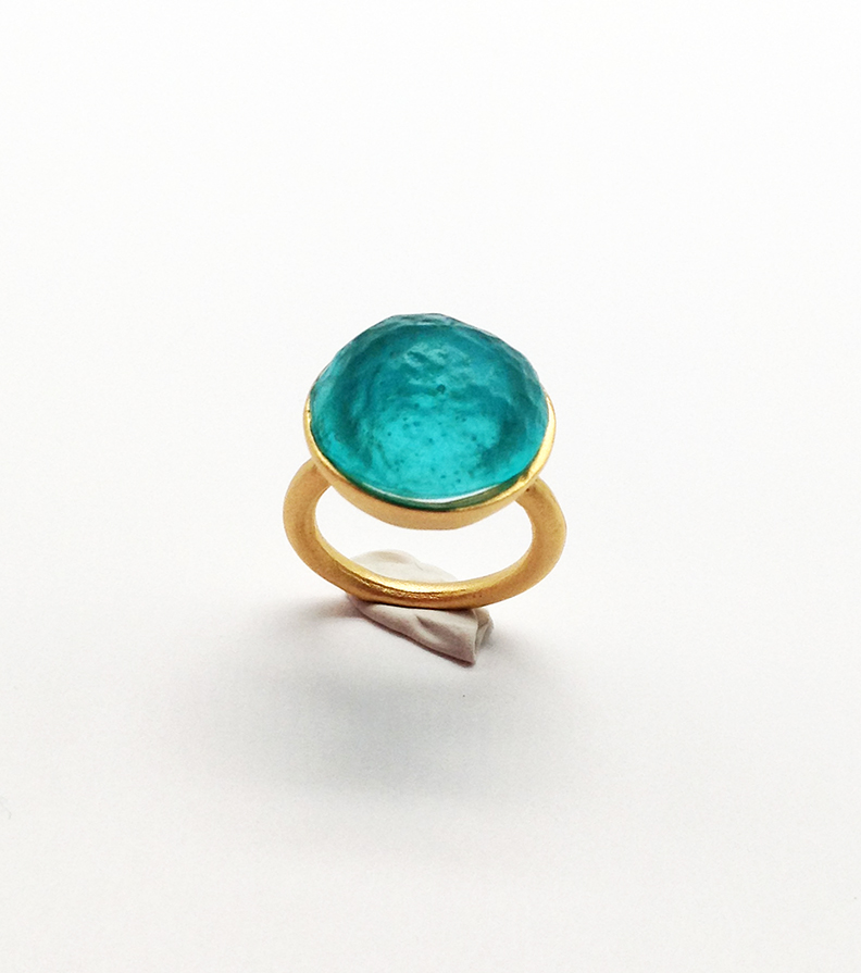 Sol-Single Stone Ring in Teal Size 6