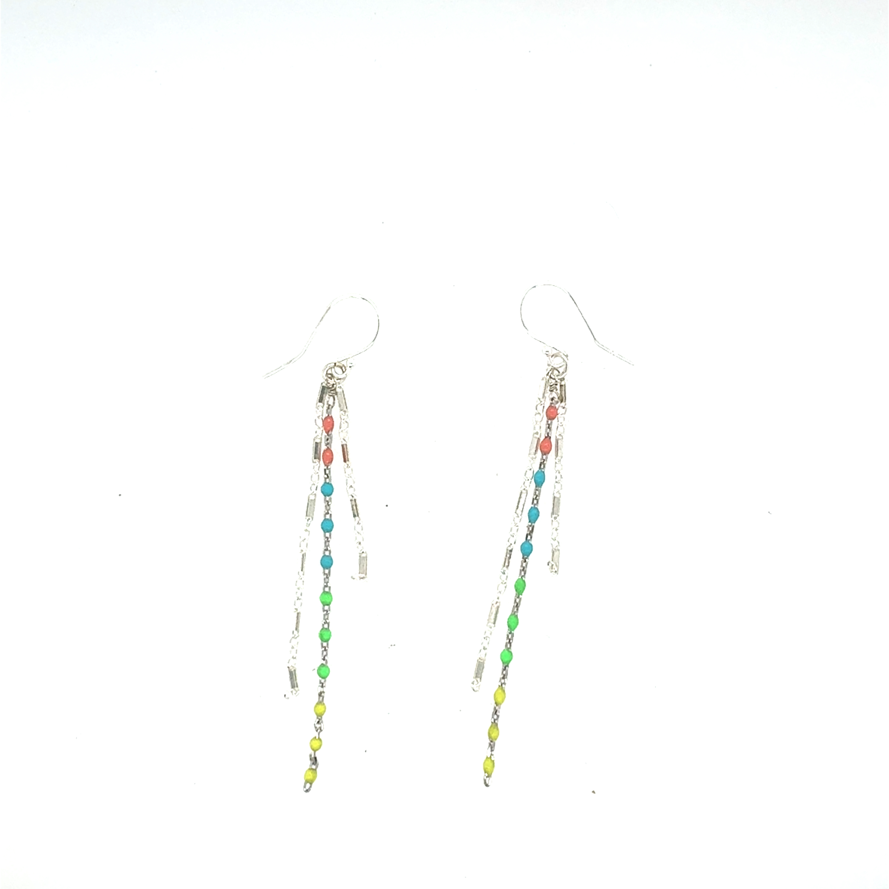 Image of Enamel Chain Fringe Earrings - Sterling - Trunk Show by  RACH B Jewelry