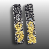 Image of Hammered Sterling Silver Keum Boo and CZ Bar Earrings by Pam Sable