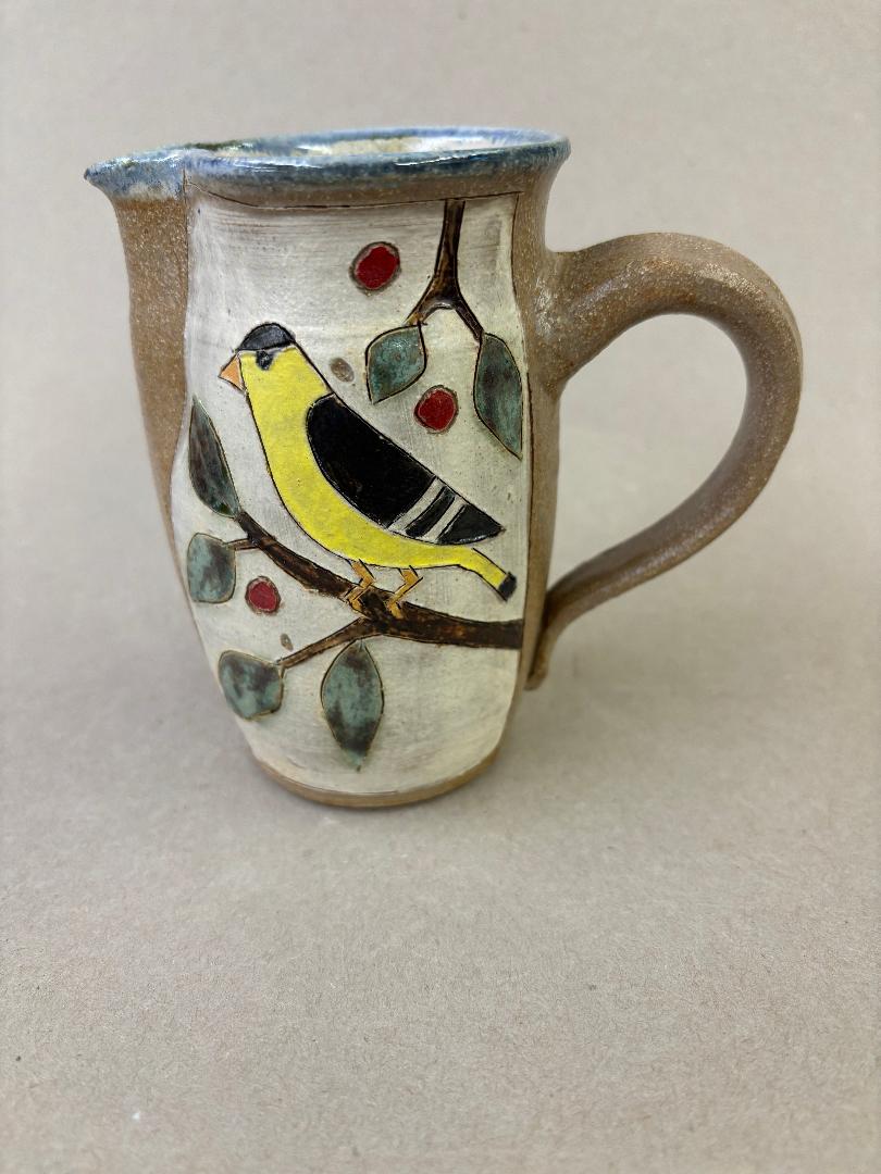 Image of Goldfinch Pitcher by Jeanne Svien Aurelius