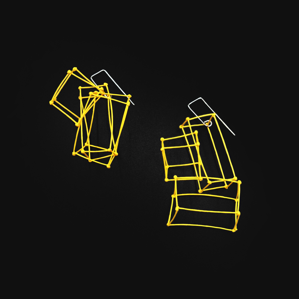 Ear Pendant Cube - Yellow by Floor%20Mommersteeg